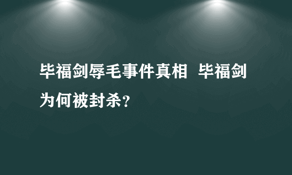 毕福剑辱毛事件真相  毕福剑为何被封杀？