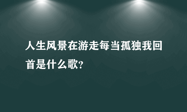 人生风景在游走每当孤独我回首是什么歌？