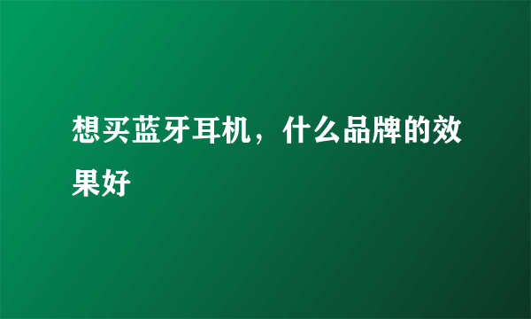 想买蓝牙耳机，什么品牌的效果好