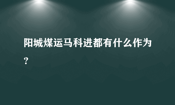 阳城煤运马科进都有什么作为？