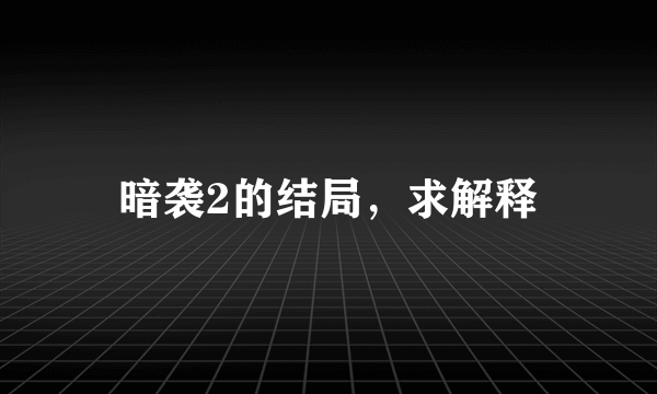 暗袭2的结局，求解释