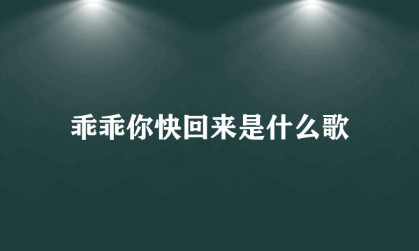 乖乖你快回来是什么歌