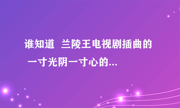 谁知道  兰陵王电视剧插曲的   一寸光阴一寸心的歌名是什么？