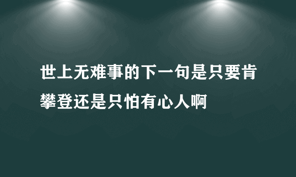 世上无难事的下一句是只要肯攀登还是只怕有心人啊