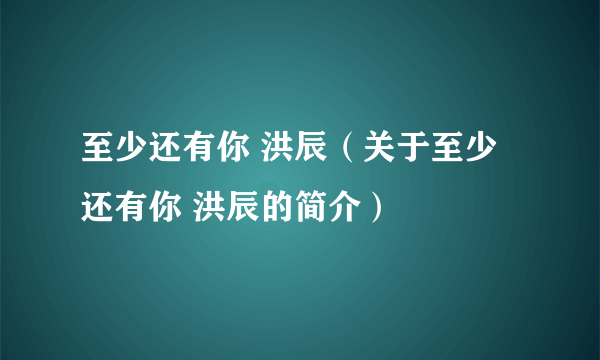 至少还有你 洪辰（关于至少还有你 洪辰的简介）