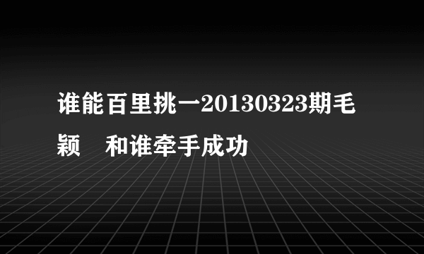 谁能百里挑一20130323期毛颖堃和谁牵手成功