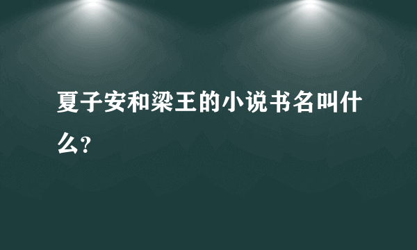 夏子安和梁王的小说书名叫什么？