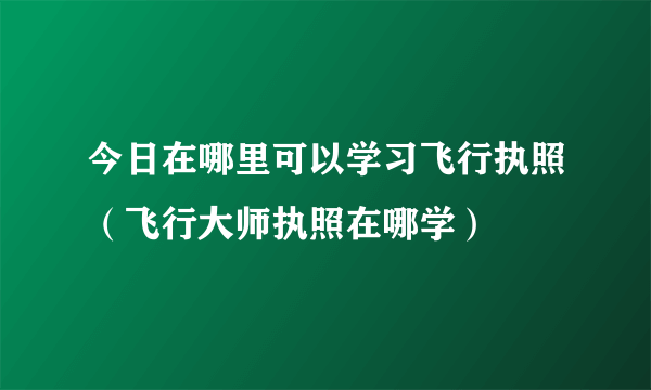 今日在哪里可以学习飞行执照（飞行大师执照在哪学）