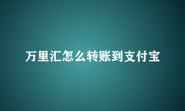 万里汇怎么转账到支付宝