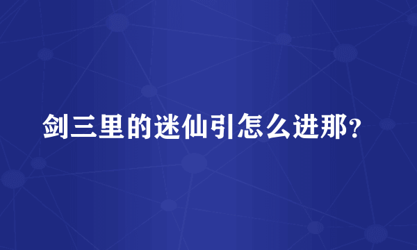 剑三里的迷仙引怎么进那？