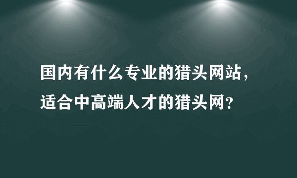 国内有什么专业的猎头网站，适合中高端人才的猎头网？