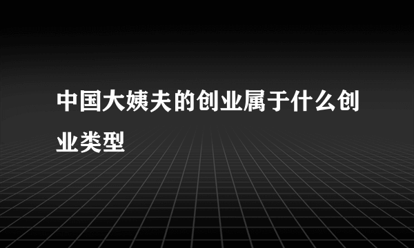 中国大姨夫的创业属于什么创业类型