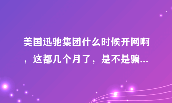 美国迅驰集团什么时候开网啊，这都几个月了，是不是骗人的啊?但是美国确实是有迅驰集团的！