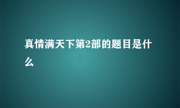 真情满天下第2部的题目是什么