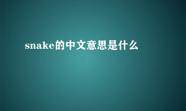 snake的中文意思是什么