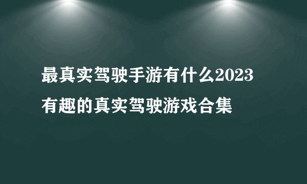 最真实驾驶手游有什么2023 有趣的真实驾驶游戏合集