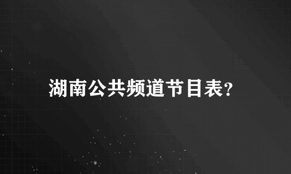 湖南公共频道节目表？