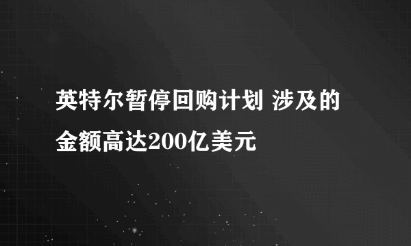 英特尔暂停回购计划 涉及的金额高达200亿美元