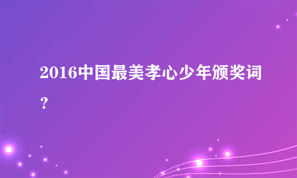 2016中国最美孝心少年颁奖词？