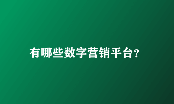 有哪些数字营销平台？