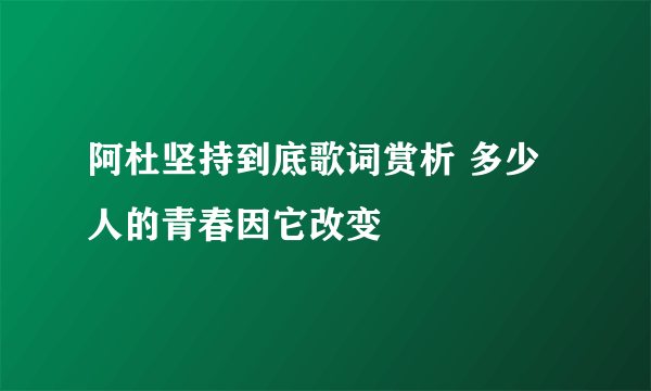 阿杜坚持到底歌词赏析 多少人的青春因它改变