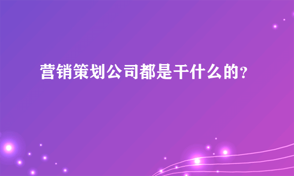 营销策划公司都是干什么的？