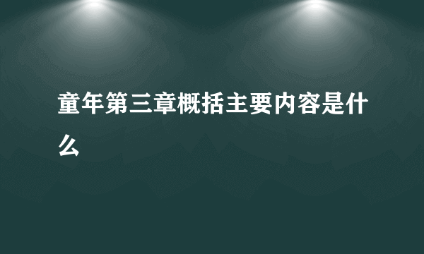 童年第三章概括主要内容是什么