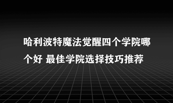 哈利波特魔法觉醒四个学院哪个好 最佳学院选择技巧推荐