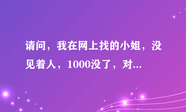 请问，我在网上找的小姐，没见着人，1000没了，对方会怎么样，我改怎么办