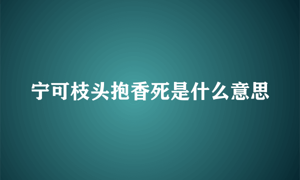 宁可枝头抱香死是什么意思