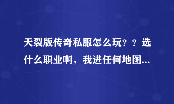 天裂版传奇私服怎么玩？？选什么职业啊，我进任何地图都被怪秒杀啊，打不动怪