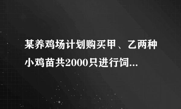 某养鸡场计划购买甲、乙两种小鸡苗共2000只进行饲养，己知甲种小鸡苗每只2元，乙种小鸡苗每只3元．若购买这批小鸡苗共用了4500元，求甲、乙两种小鸡苗各购买了多少只？若购买这批小鸡苗的钱不超过4700元，问应选购甲种小鸡苗至少多少只？