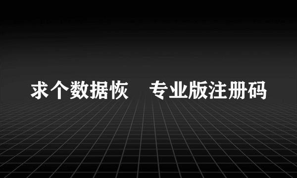 求个数据恢復专业版注册码