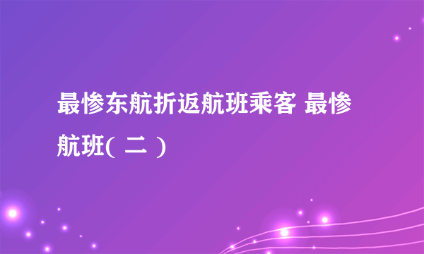 最惨东航折返航班乘客 最惨航班( 二 )