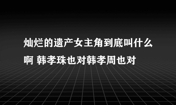 灿烂的遗产女主角到底叫什么啊 韩孝珠也对韩孝周也对