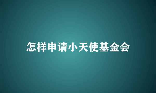 怎样申请小天使基金会