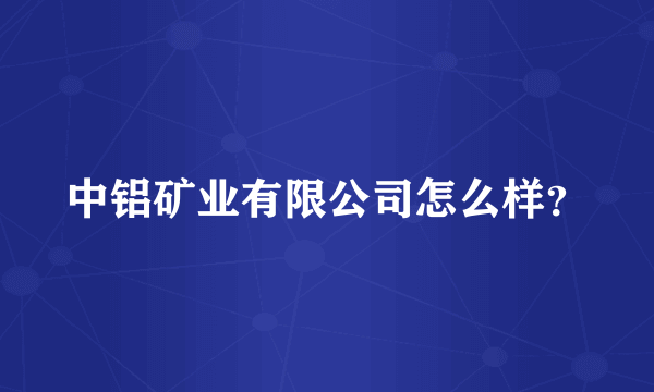 中铝矿业有限公司怎么样？