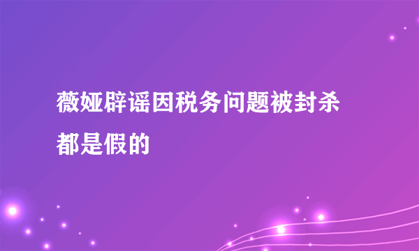 薇娅辟谣因税务问题被封杀 都是假的