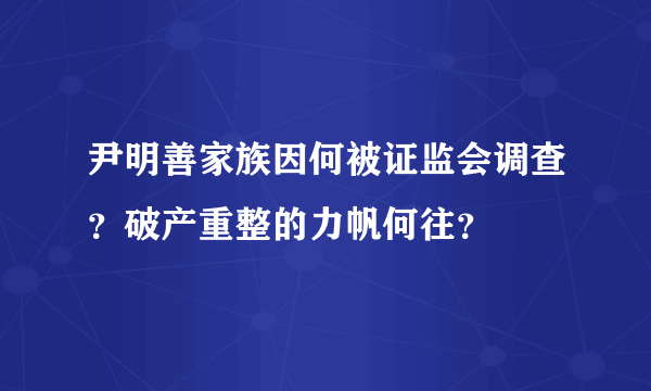 尹明善家族因何被证监会调查？破产重整的力帆何往？