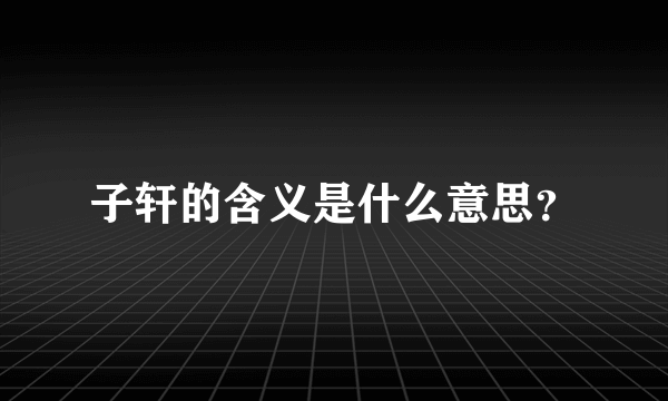 子轩的含义是什么意思？