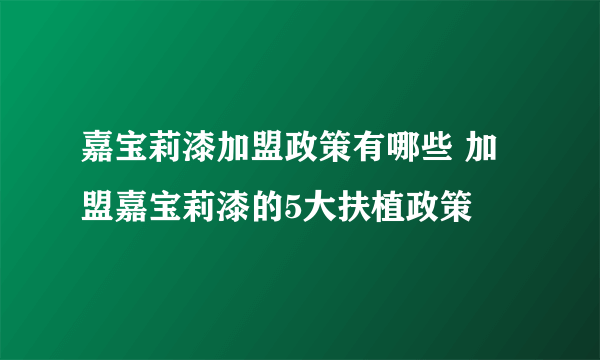 嘉宝莉漆加盟政策有哪些 加盟嘉宝莉漆的5大扶植政策