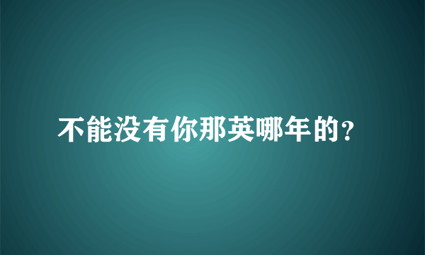 不能没有你那英哪年的？