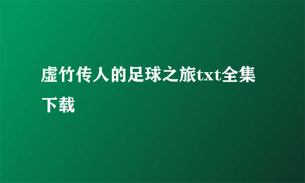 虚竹传人的足球之旅txt全集下载