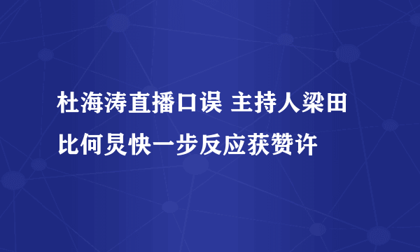 杜海涛直播口误 主持人梁田比何炅快一步反应获赞许