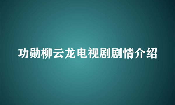 功勋柳云龙电视剧剧情介绍