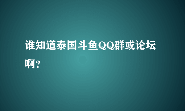 谁知道泰国斗鱼QQ群或论坛啊？