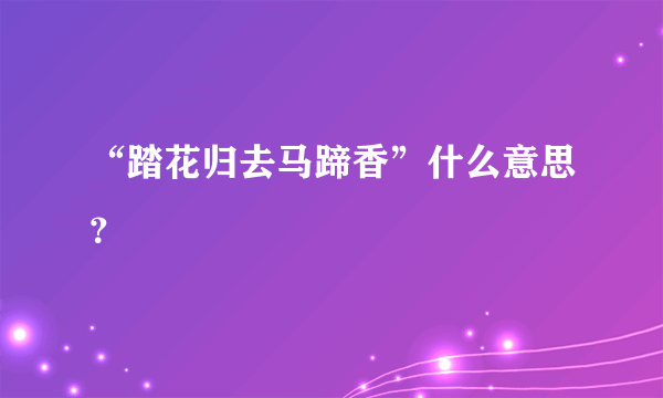 “踏花归去马蹄香”什么意思？