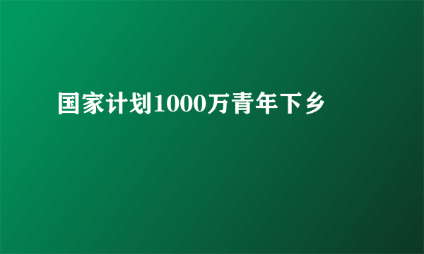 国家计划1000万青年下乡