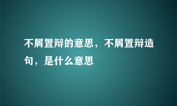 不屑置辩的意思，不屑置辩造句，是什么意思