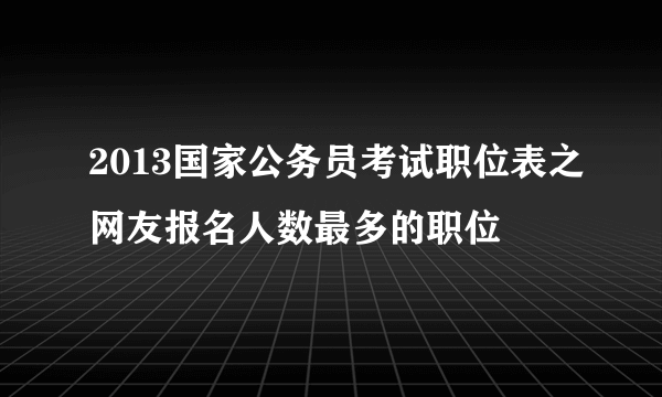 2013国家公务员考试职位表之网友报名人数最多的职位